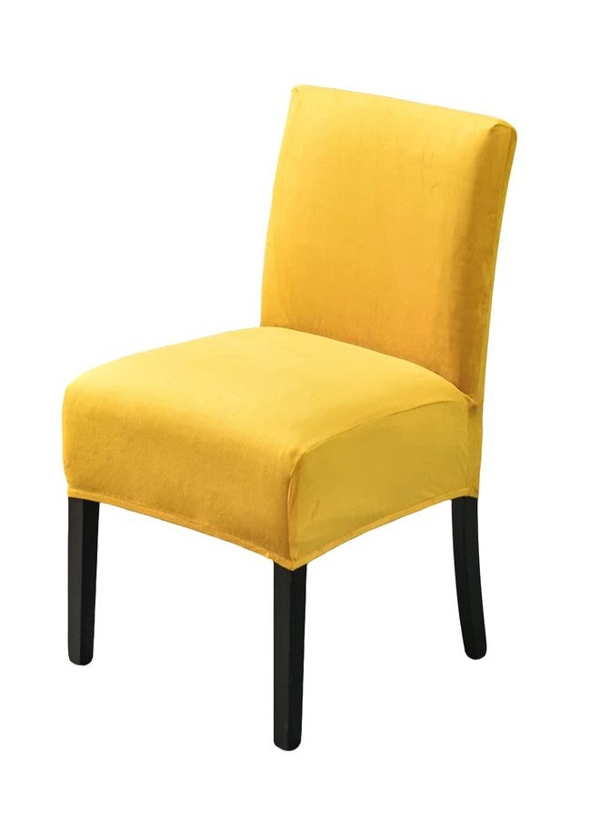 OBCREAT Armless Accent Chair Cover,High Stretch Slipper Chair Slipcovers Soft Velvet Armless Chair Covers with Elastic Bottom Plush Furniture Protector Cover for Living Room Home Hotel (Yellow) - Image 1